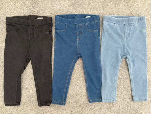 H&M 3-Pack Denim Jeggings, 9-12 months, Kids 12 Month (9-12M)
