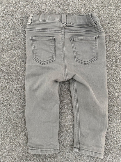 H&M Light Grey Slim Fit Jeans, 6-9 months, Kids 9 Month (6-9M)
