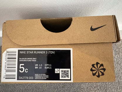 Nike Star Runner 3 (TDV), Black, Velcro, Size 5c, Box included, Shoes 5 (Walkers:12-24 mth)