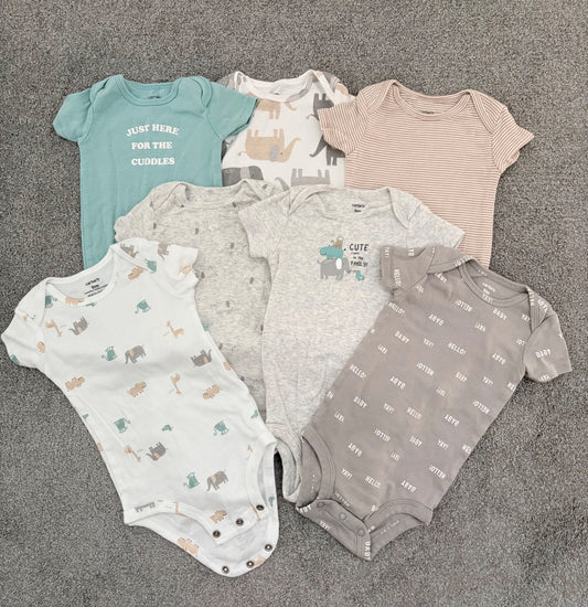 Carter’s 7-Pack Short-Sleeve Bodysuits, 9 months, Kids 9 Month (6-9M)