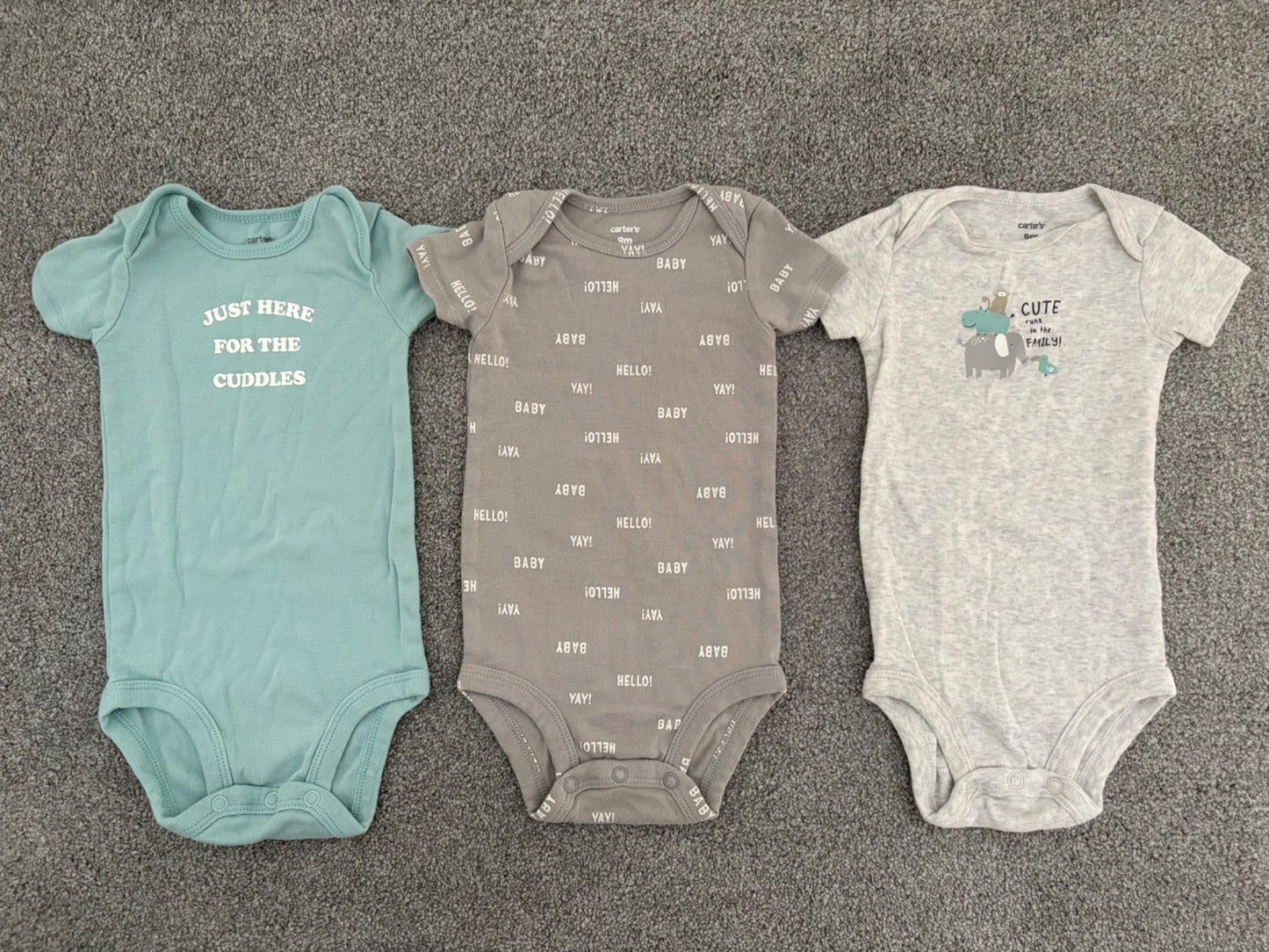 Carter’s 7-Pack Short-Sleeve Bodysuits, 9 months, Kids 9 Month (6-9M)