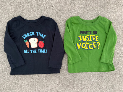 Joe Fresh Baby Boys’ Graphic Long Sleeves, 2 Shirts, Blue/Green, 12-18 months , Kids 18 Month (12-18M)