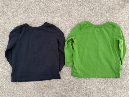 Joe Fresh Baby Boys’ Graphic Long Sleeves, 2 Shirts, Blue/Green, 12-18 months , Kids 18 Month (12-18M)