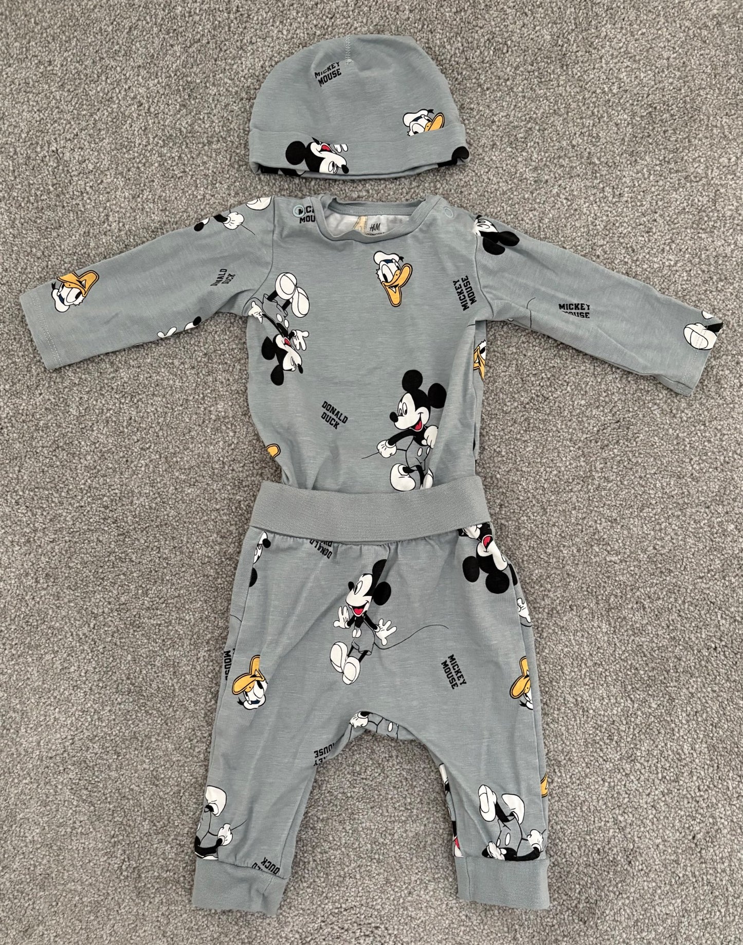 H&M 3-Piece Disney Graphic Print Set, Blue, 2-4 months, Kids 3 Month (0-3M)