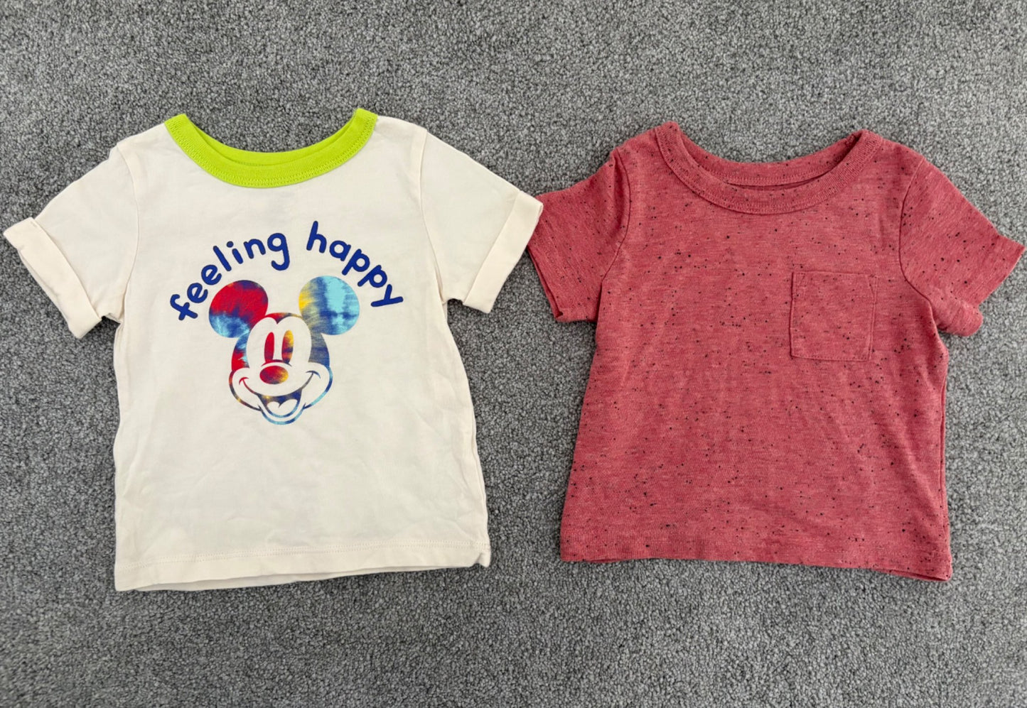 Joe Fresh Baby Boy’s T-shirts, 2 Shirts - Mickey Mouse and Heather Red, 6-12 months, Kids 12 Month (9-12M)