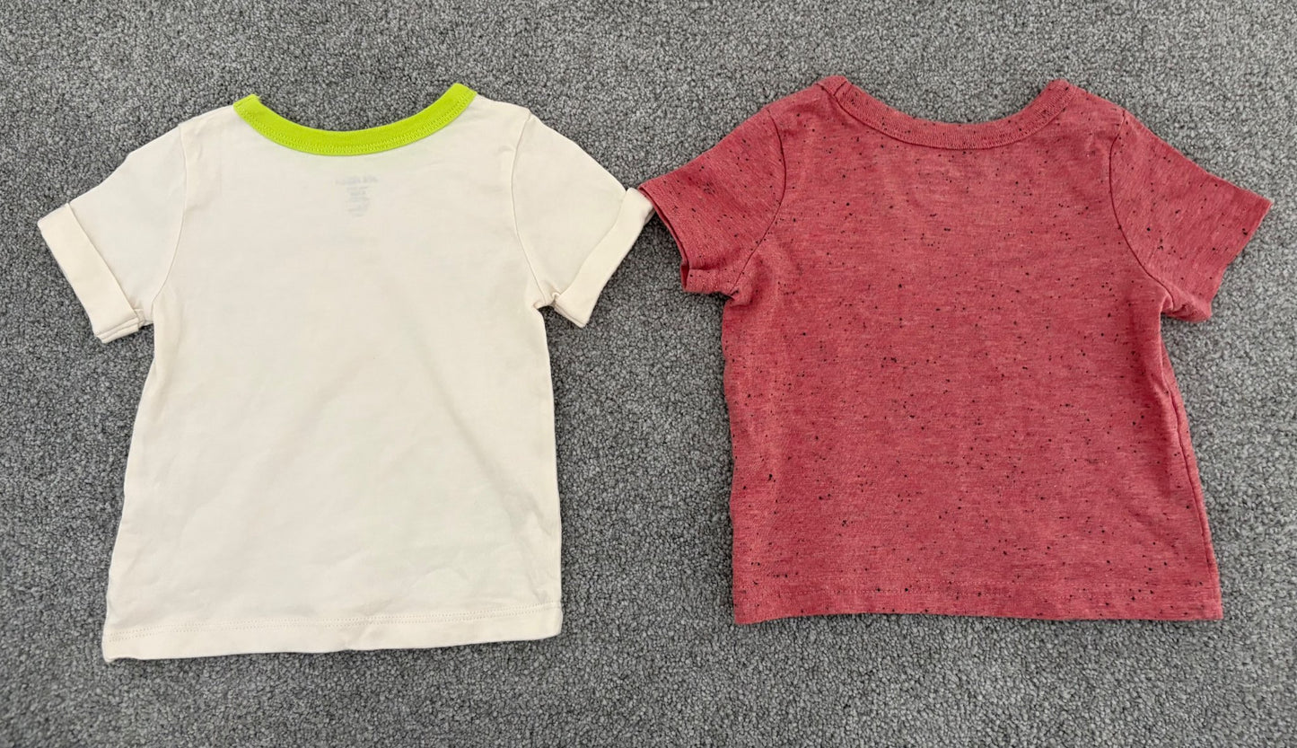 Joe Fresh Baby Boy’s T-shirts, 2 Shirts - Mickey Mouse and Heather Red, 6-12 months, Kids 12 Month (9-12M)