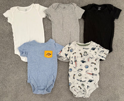 George Baby Boys' Short Sleeve Bodysuits, 5 Pieces, 6-12 months, Kids 12 Month (9-12M)