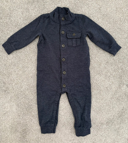 Carter’s Lightweight Fleece Mock Neck Coverall, Heather Blue, 12 months, Kids 12 Month (9-12M)