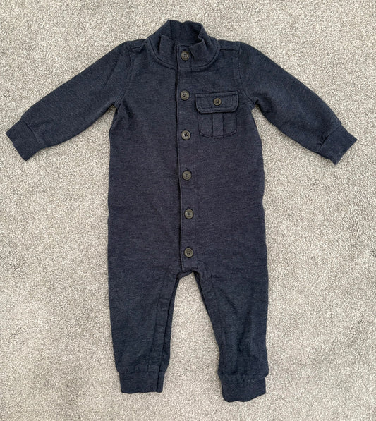 Carter’s Lightweight Fleece Mock Neck Coverall, Heather Blue, 12 months, Kids 12 Month (9-12M)
