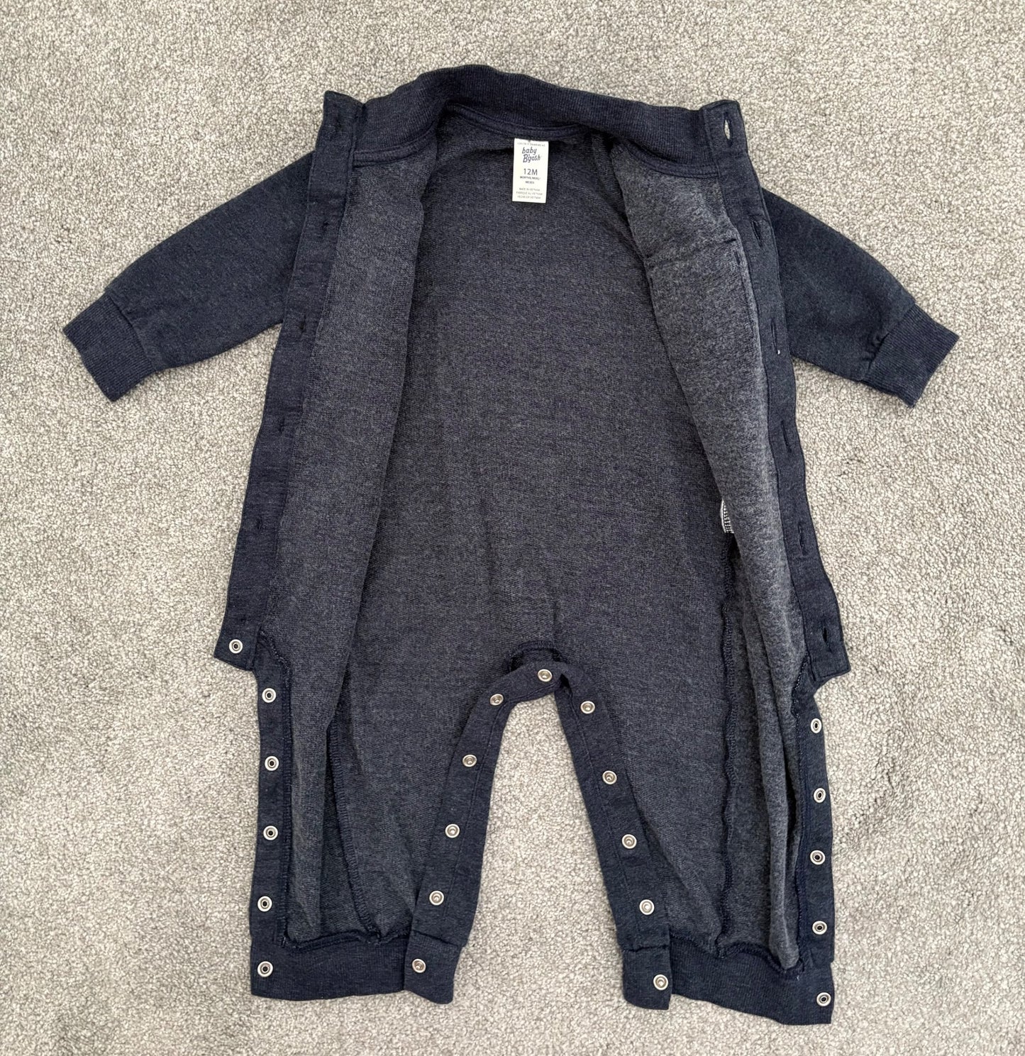 Carter’s Lightweight Fleece Mock Neck Coverall, Heather Blue, 12 months, Kids 12 Month (9-12M)