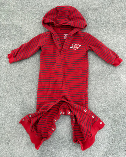 Carter’s Valentine's Day Hooded Jumpsuit, Red Stripe, 18 months, Kids 18 Month (12-18M)