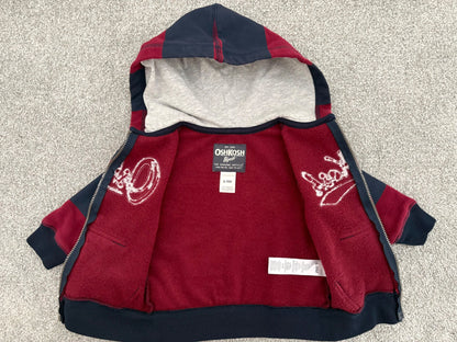 Carter’s OshKosh Logo Zip Hooded Jacket, Blue and Red Stripe, 6-9 months, Kids 9 Month (6-9M)