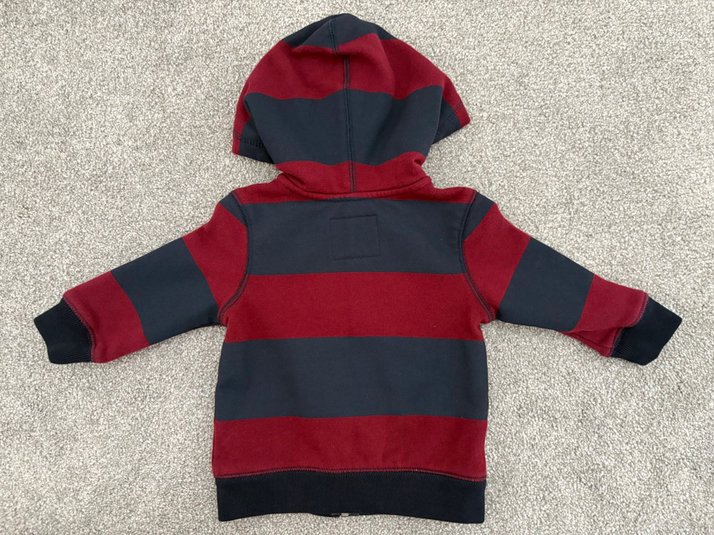 Carter’s OshKosh Logo Zip Hooded Jacket, Blue and Red Stripe, 6-9 months, Kids 9 Month (6-9M)
