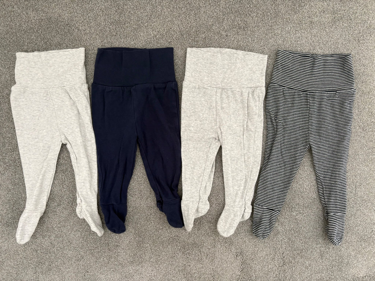 Old Navy Unisex Fold-Over-Waist Footed Pants for Baby, 4-Pairs, Blue/Grey, 6-12 months, Kids 12 Month (9-12M)