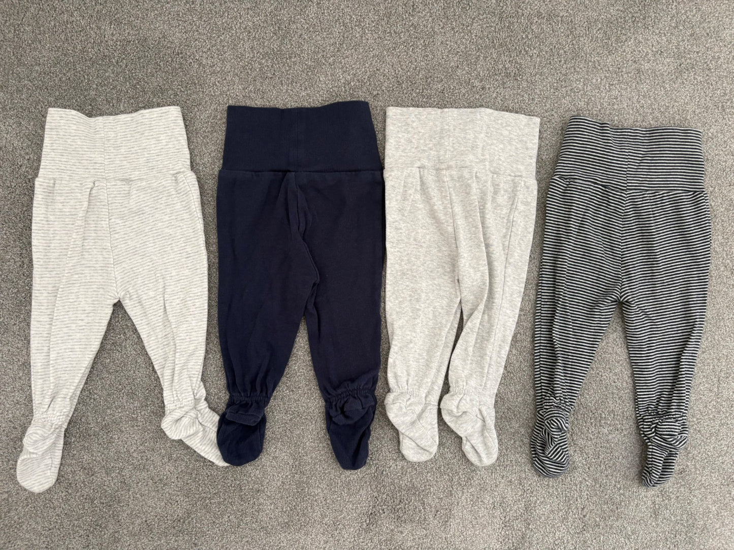 Old Navy Unisex Fold-Over-Waist Footed Pants for Baby, 4-Pairs, Blue/Grey, 6-12 months, Kids 12 Month (9-12M)