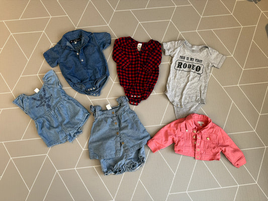 Baby Girl Stampede Clothing Bundle, Kids 6 Month (3-6M)