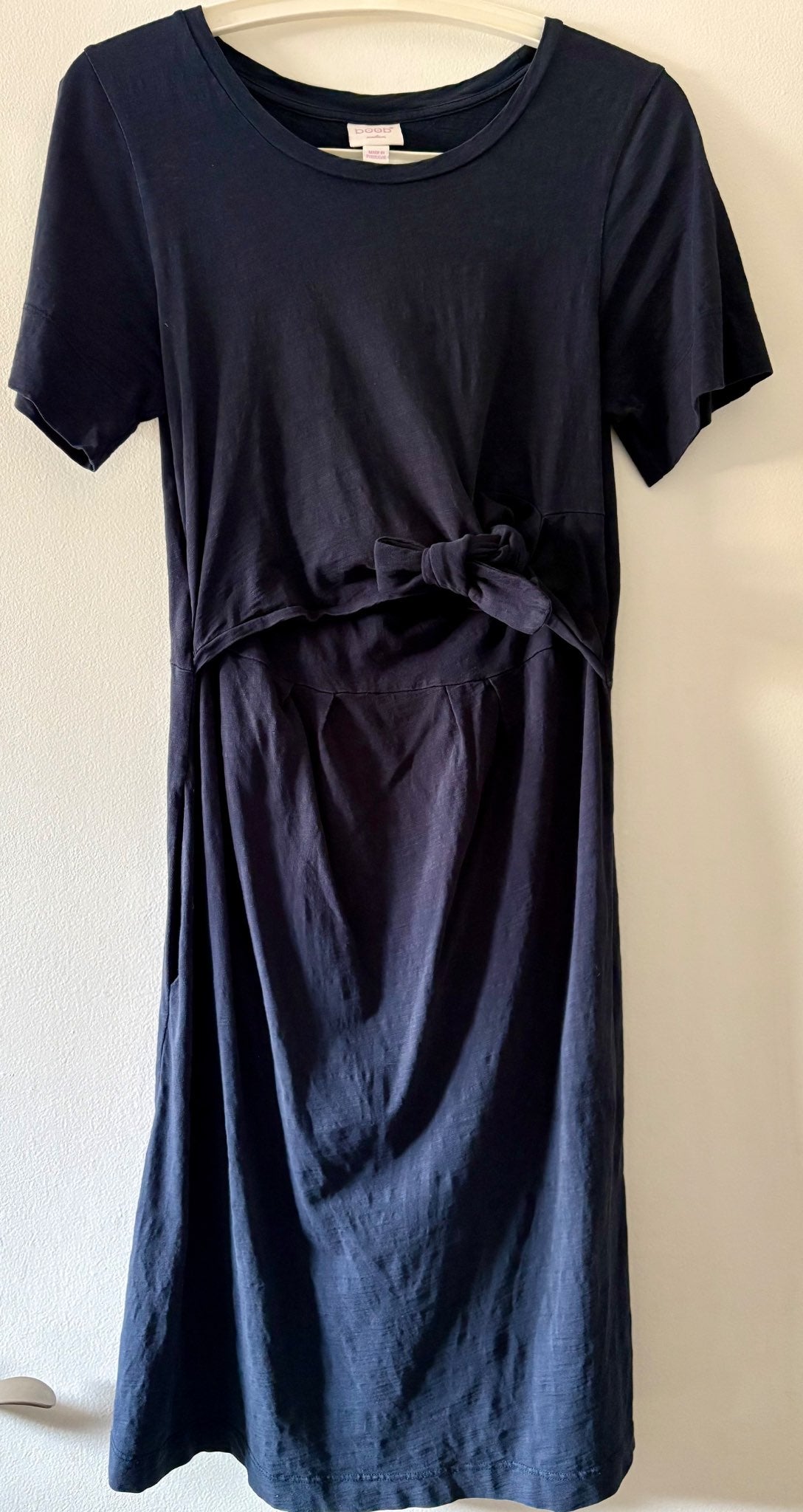 Navy Knee Length Nursing Dress, Boob Design, Size Medium, Maternity M (8-10)