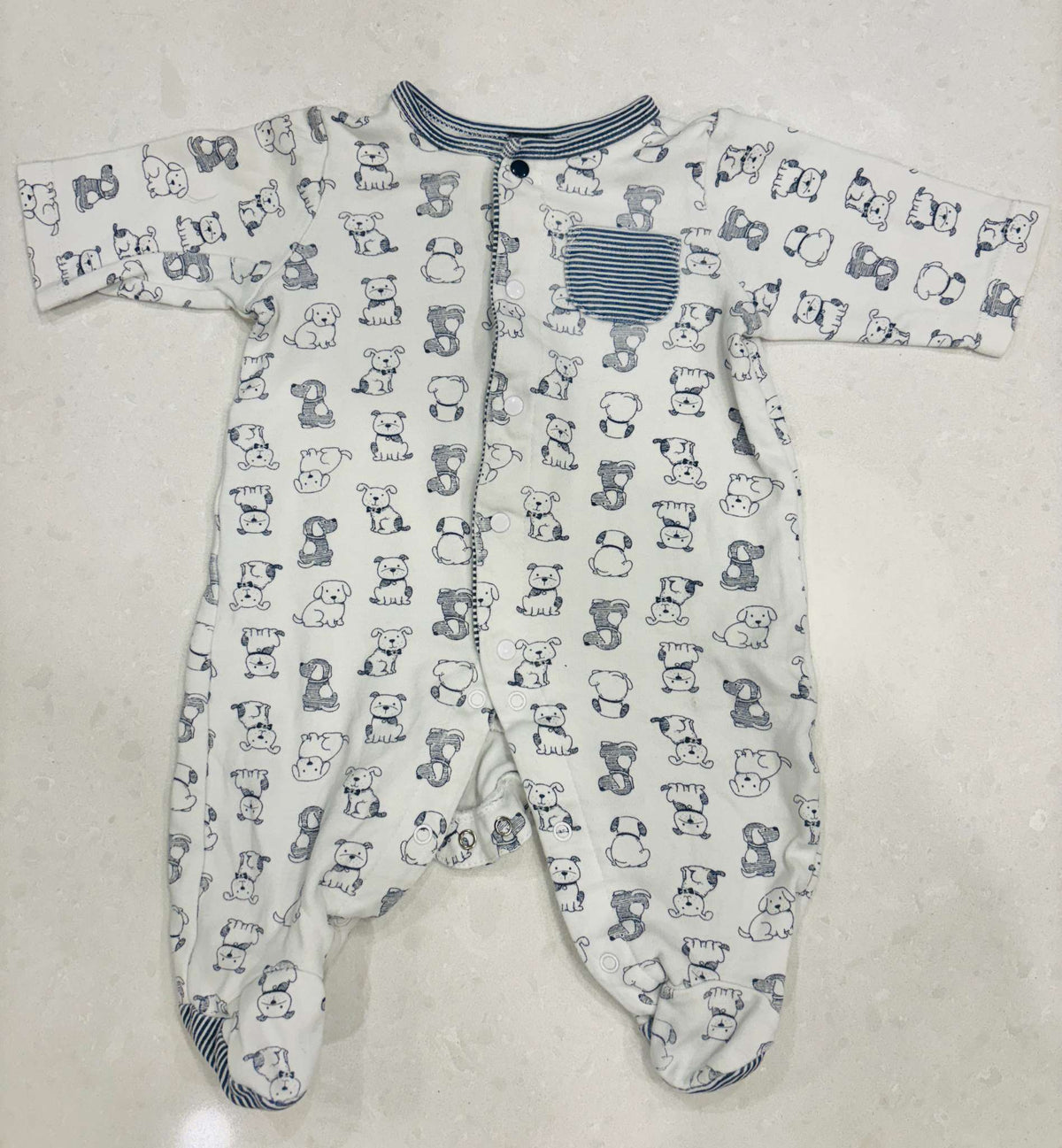 Blue and White Puppy Sleeper, 3m, Kids 3 Month (0-3M)