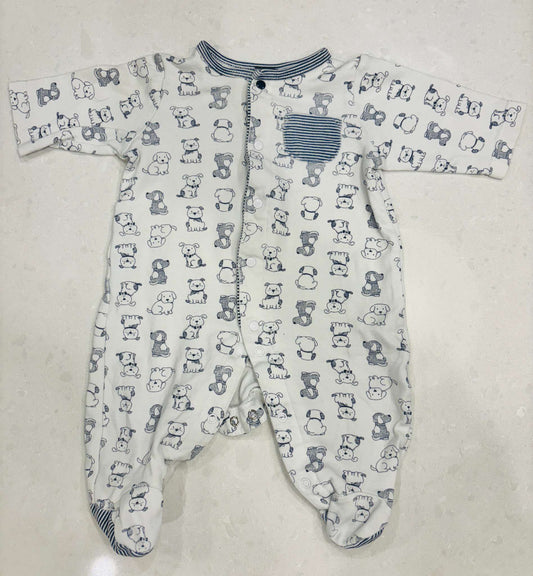 Blue and White Puppy Sleeper, 3m, Kids 3 Month (0-3M)