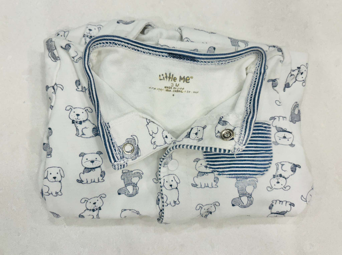 Blue and White Puppy Sleeper, 3m, Kids 3 Month (0-3M)