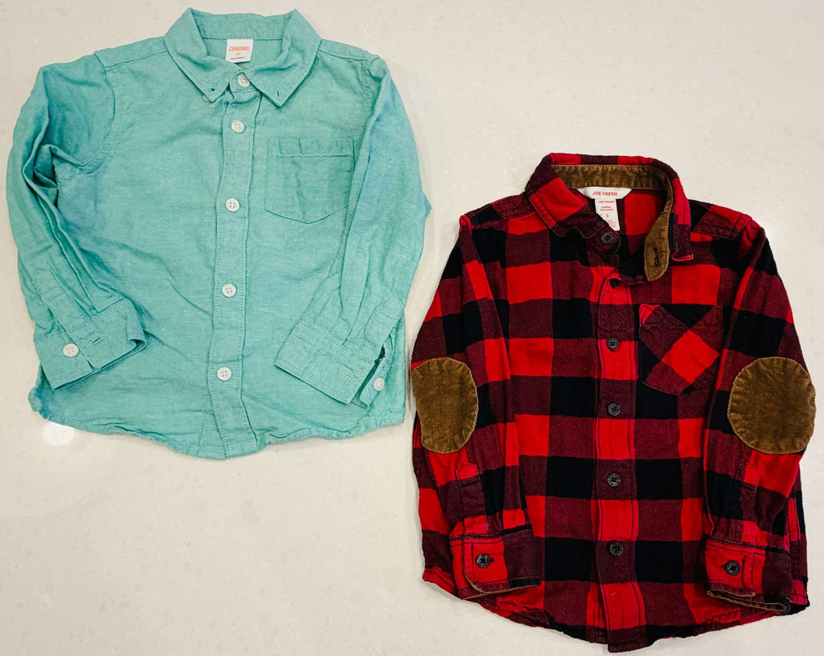 Baby Boy Button-Up Shirts and Vest Bundle, Size 0-3T, VGUC, Kids 2T