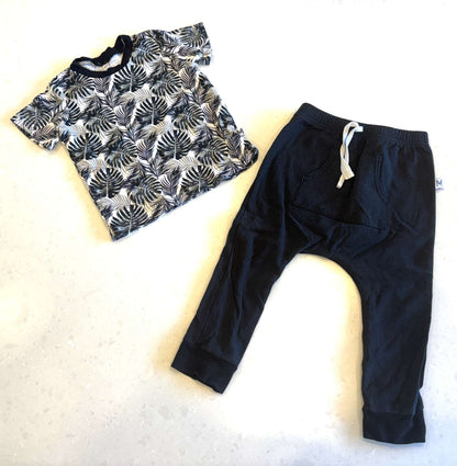 My Mila Set, Black and White Tropical Print, Size 2/3, VGUC, Kids 2T