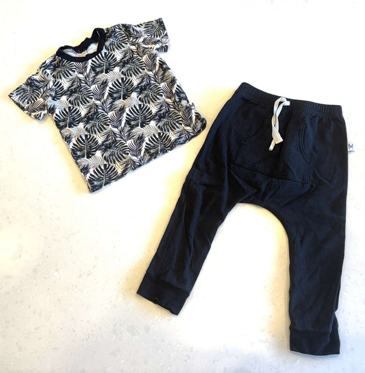 My Mila Set, Black and White Tropical Print, Size 2/3, VGUC, Kids 2T