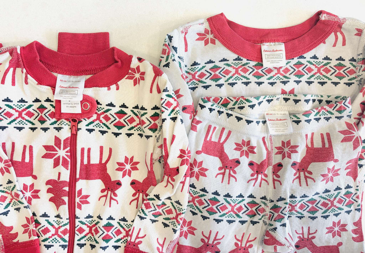 Twin Christmas Pajamas, Hanna Andersson, Size 3m-3T, VGUC, MSRP $36/each, Kids 6 Month (3-6M)