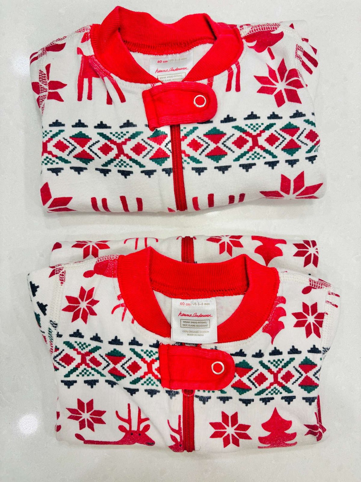 Twin Christmas Pajamas, Hanna Andersson, Size 3m-3T, VGUC, MSRP $36/each, Kids 6 Month (3-6M)