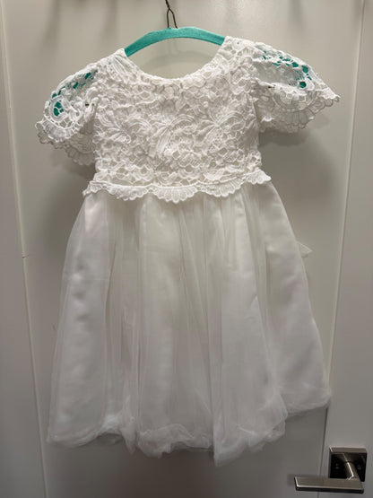 Ivory lace & tulle with bow dress size 3 , Kids 3T