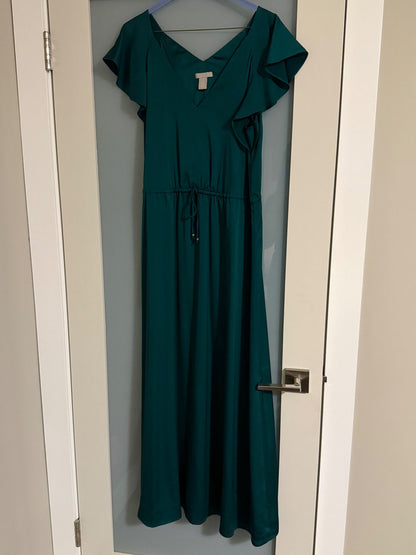 H&M emerald green dress size M - bump friendly , Maternity M (8-10)