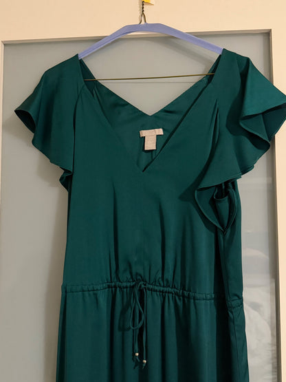 H&M emerald green dress size M - bump friendly , Maternity M (8-10)