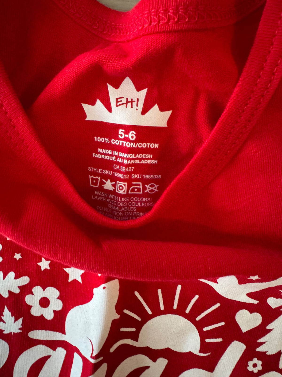 Canada Summer Outfit - size 5/6, Kids 5/5T