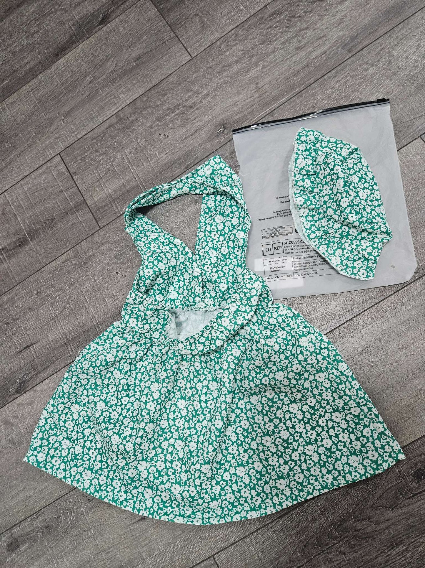 Halter Floral Summer Dress with Hat, Kids 18 Month (12-18M)