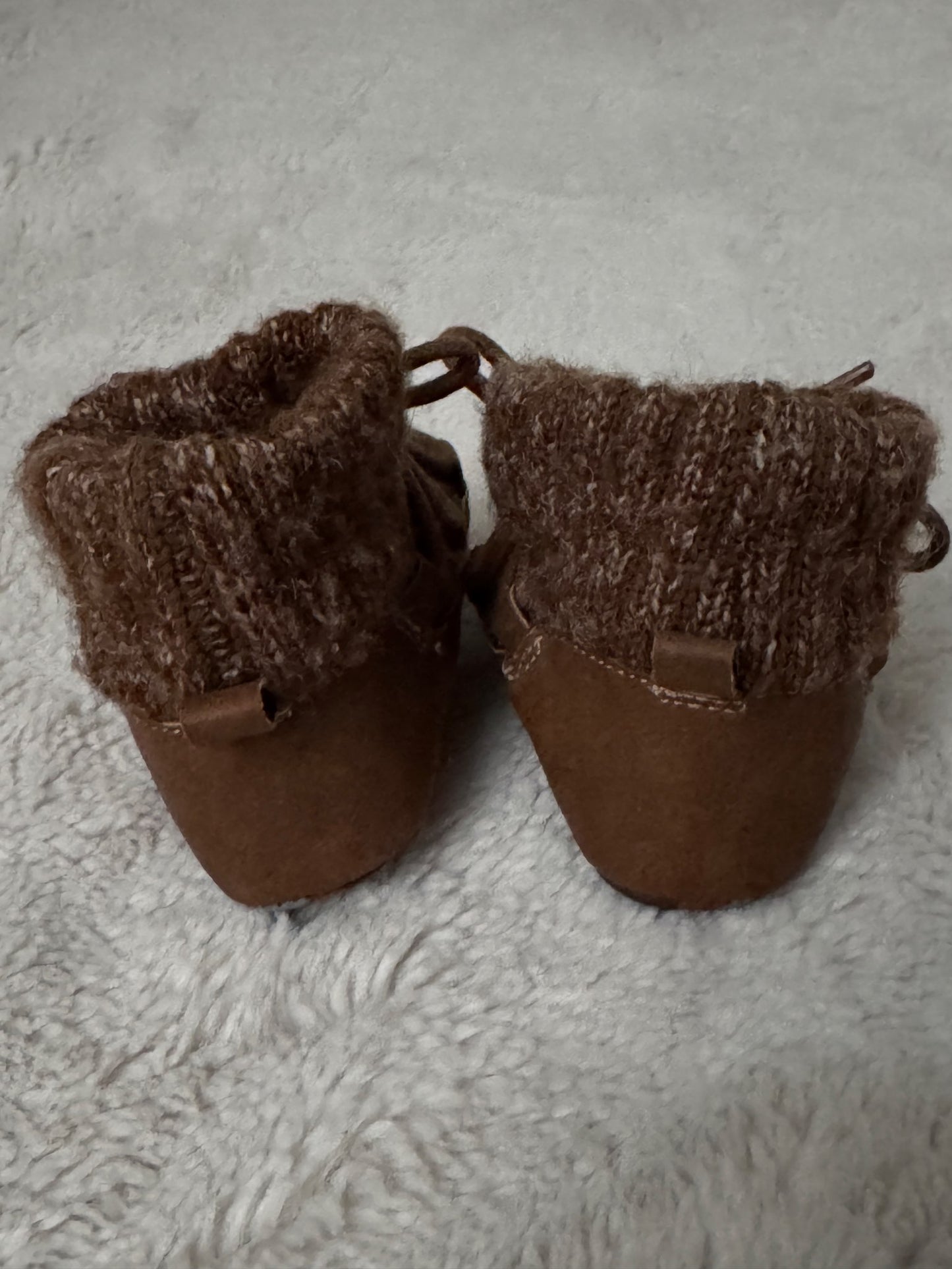 Brown Lace Up Knitted Boots , Shoes 0 (Baby: 0-12 mth)