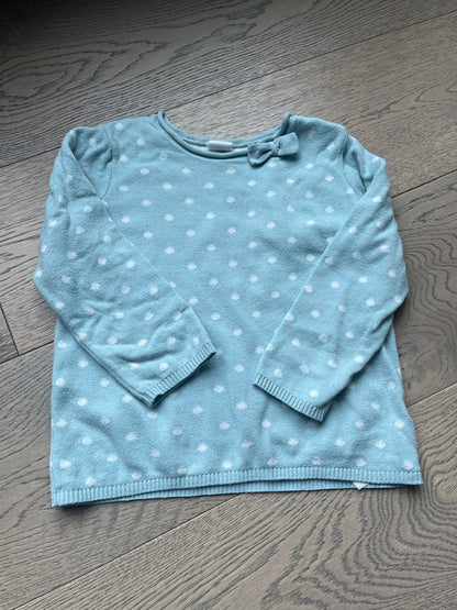 H and M polka Dot sweater aqua, Kids 2T