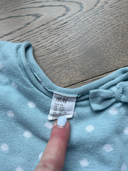 H and M polka Dot sweater aqua, Kids 2T
