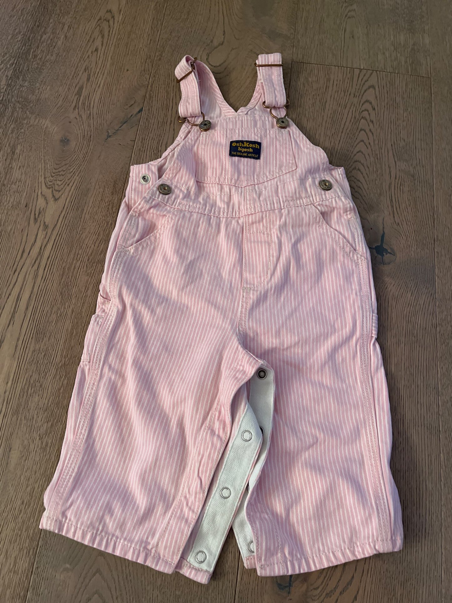 Pink Striped Osh Kosh Overalls, Kids 12 Month (9-12M)