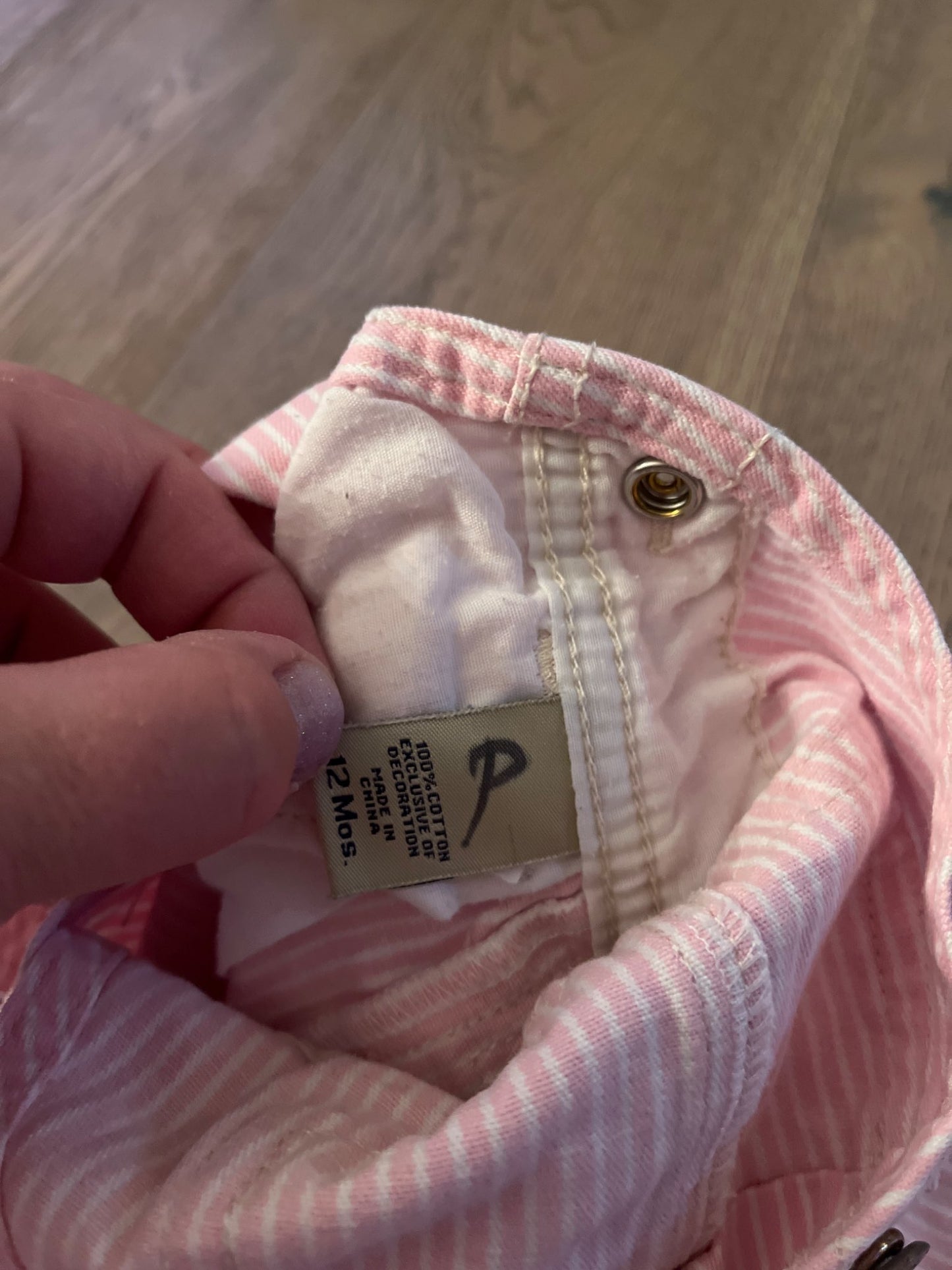 Pink Striped Osh Kosh Overalls, Kids 12 Month (9-12M)