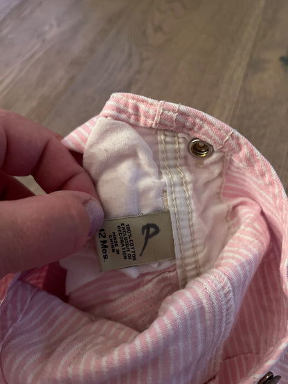 Pink Striped Osh Kosh Overalls, Kids 12 Month (9-12M)
