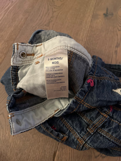 Osh kosh jean overalls with dove detail, Kids 9 Month (6-9M)