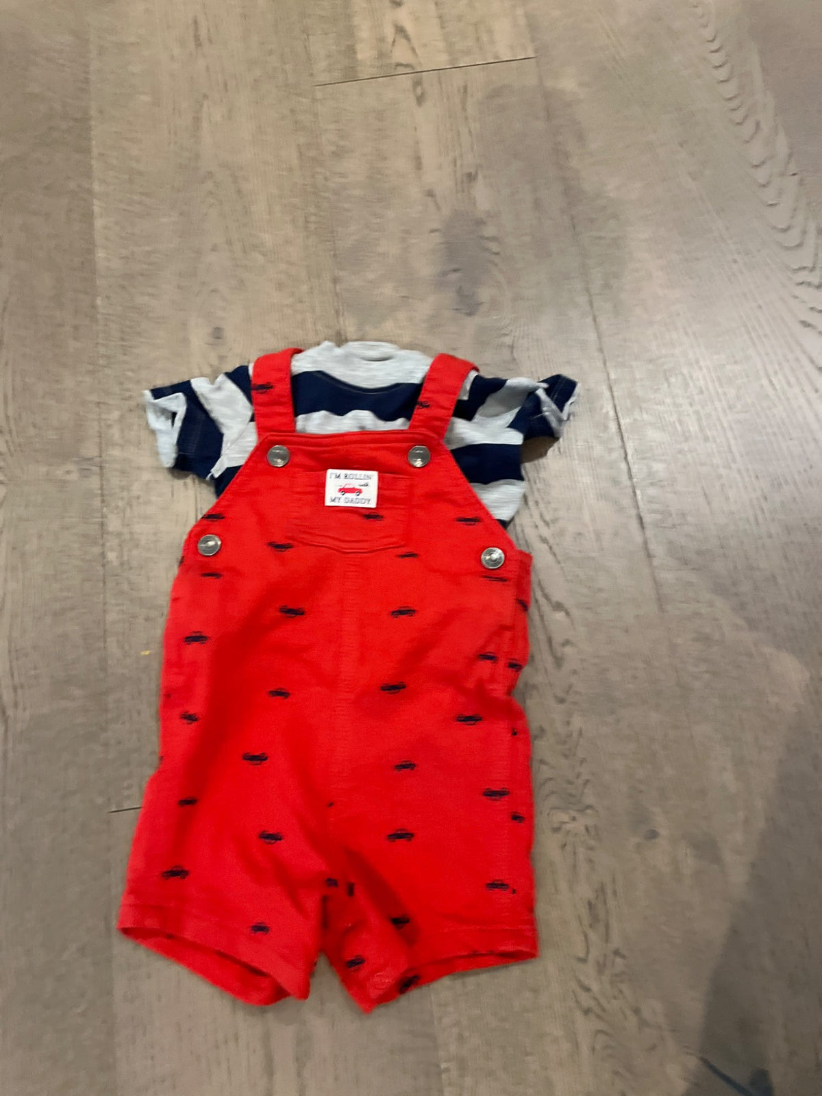 Carters Short Overalls with shirt, Kids 9 Month (6-9M)