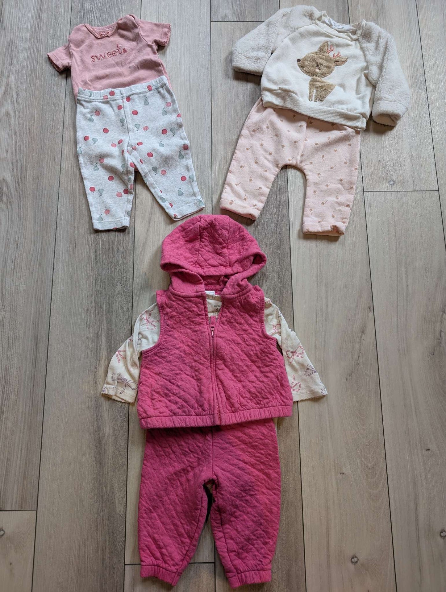 Girls 3-6 Month Fall/Winter Outfit Set - 3 Outfit Pack, Kids 6 Month (3-6M)