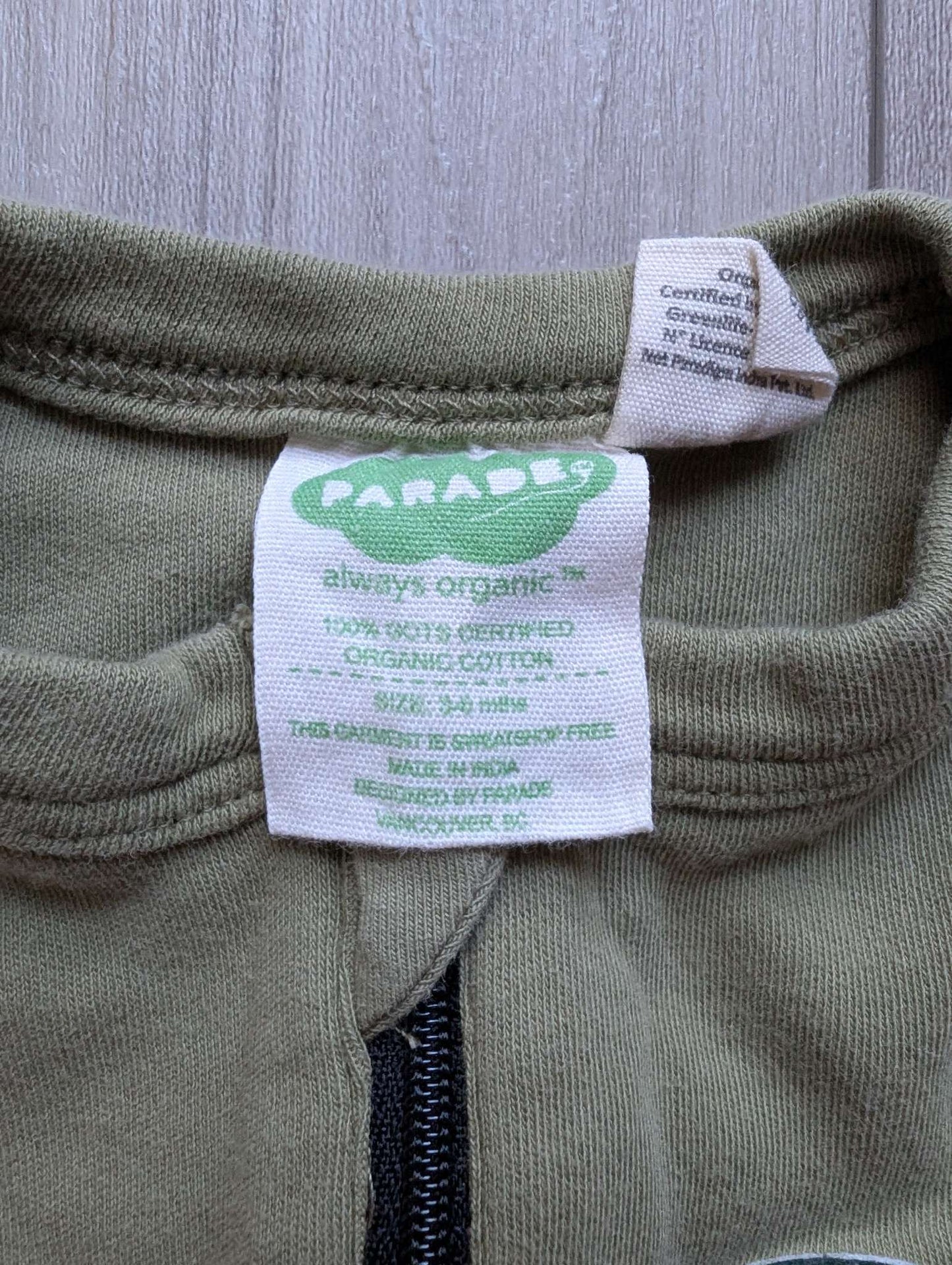 Green w/ Dinosaur Parade Organics 2 way zip Romper - 3-6 Months , Kids 6 Month (3-6M)