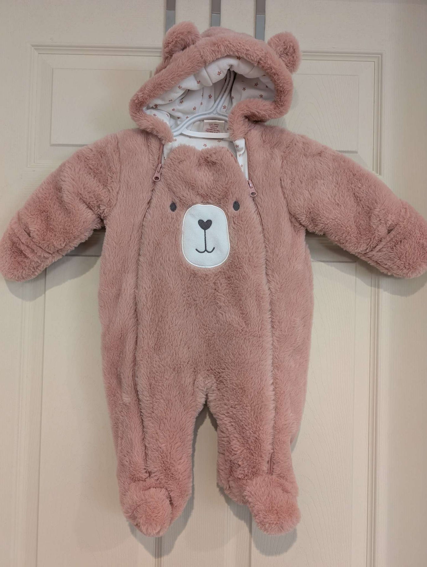 6-9 Month Pink Bear Winter One Piece, Kids 9 Month (6-9M)