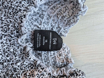 Something Navy 18 month Black and White Short Sleeved Romper, Kids 18 Month (12-18M)