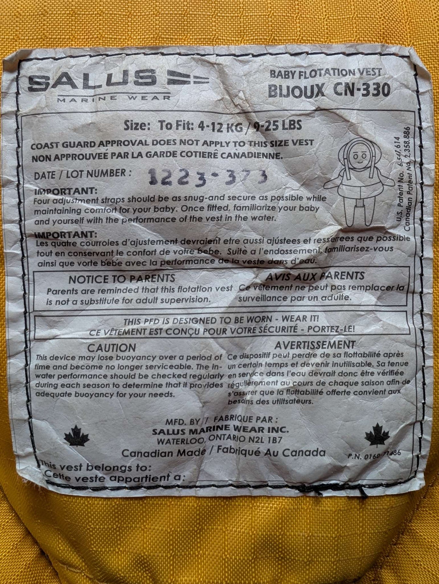 Salus Infant Life Jacket - MSRP: $89.00