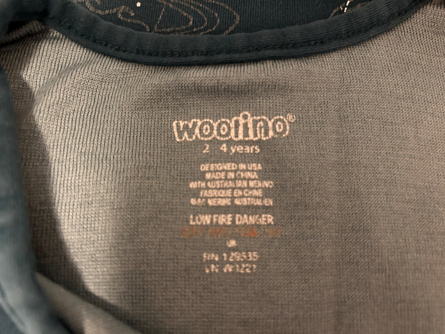 Woolino sleep sack size 2-4 years, 2T, 3T & 4T+
