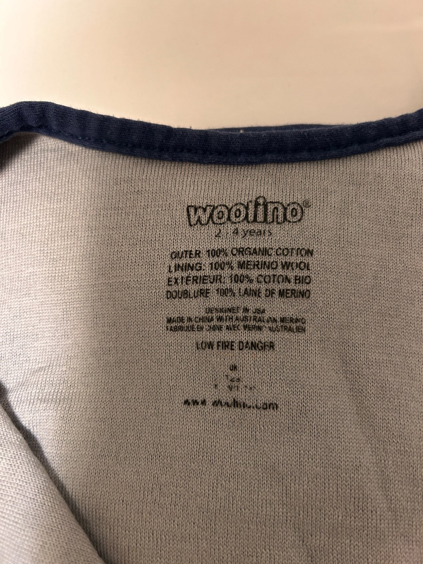 Woolino sleep sack size 2-4 years, 2T, 3T & 4T+