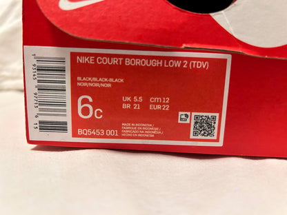Nike black Court Borough low sneakers size 6C, Shoes 6 (Walkers:12-24 mth)
